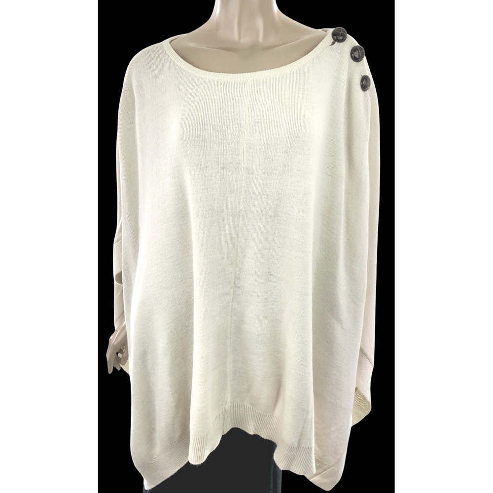 Dillards Acrylic Knit Ivory White Sweater Poncho One Size